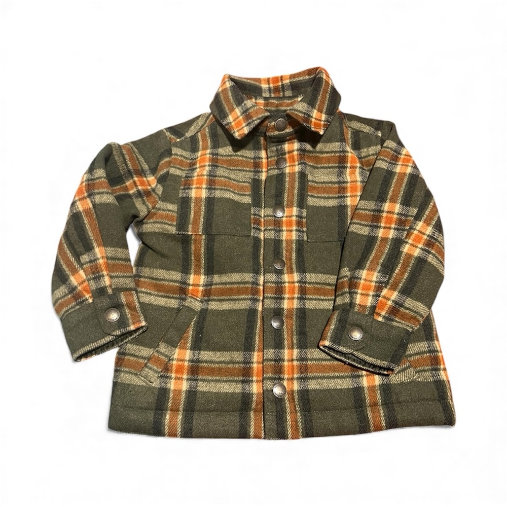 Old Navy Kids Plaid Jacket - Green and Orange